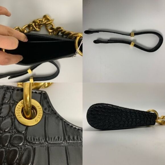 croc embossed faux leather Shoulder Bag for Women PU chunky chain adjustable nwt - Picture 4 of 11